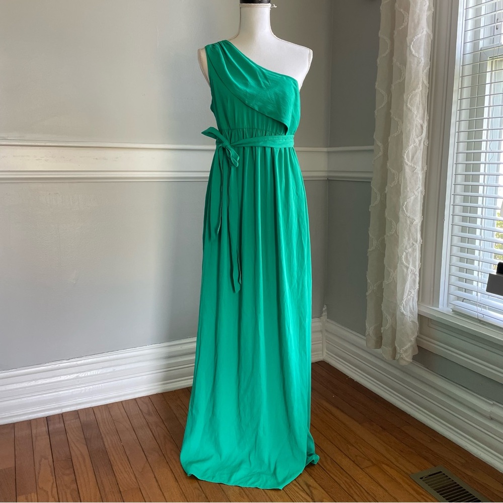 ASOS Maternity Elegant Green One-Shoulder Dress Floor Length Maxi Size 10 Teal